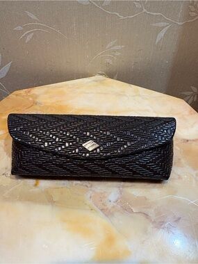 Joseph Abboud Black Woven Hard Eyeglass Case with Magnetic Closure